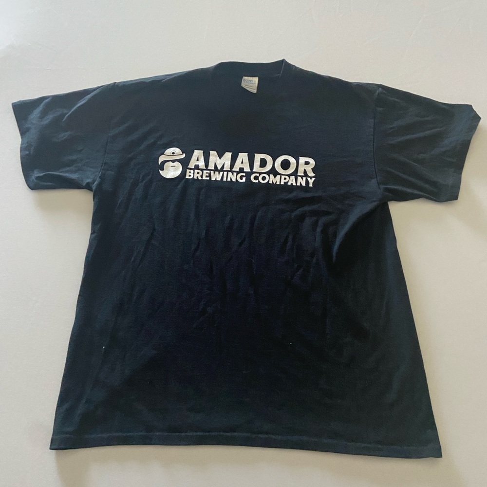 Port and Company Black Tee with White Logo